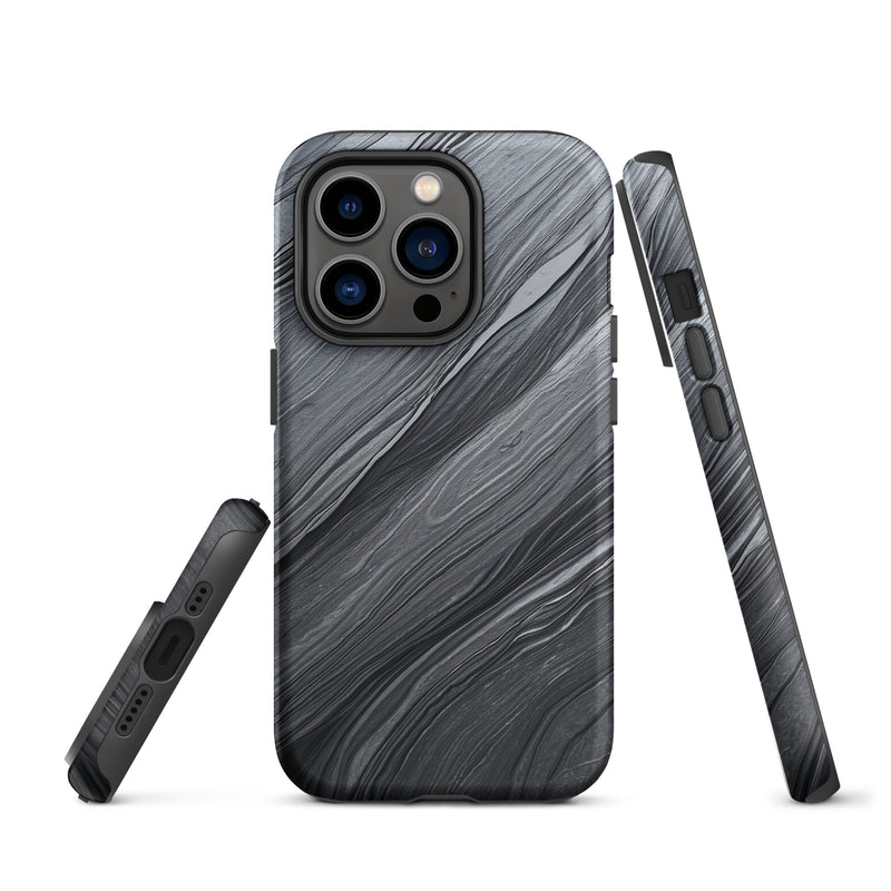 Load image into Gallery viewer, Damascus Steel iPhone Case Hardshell 3D Wrap Thermal Dark Grey Metal CREATIVETECH