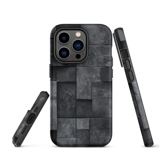 Dark Grey Stone Cubes iPhone Case Hardshell 3D Wrap Thermal CREATIVETECH