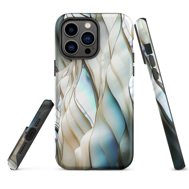 Load image into Gallery viewer, Cream Blue White Pearl iPhone Case Hardshell 3D Wrap Thermal CREATIVETECH