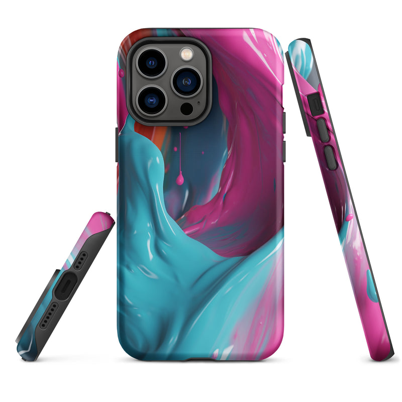 Load image into Gallery viewer, Pink Blue Paint iPhone Case Hardshell 3D Wrap Thermal CREATIVETECH
