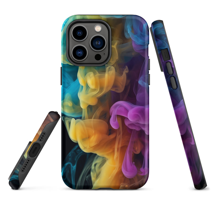 Load image into Gallery viewer, Yellow Purple Blue Smoke iPhone Case Hardshell 3D Wrap Thermal CREATIVETECH
