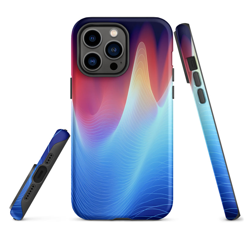 Load image into Gallery viewer, Blue Abstract Sound Waves iPhone Case Hardshell 3D Wrap Thermal CREATIVETECH