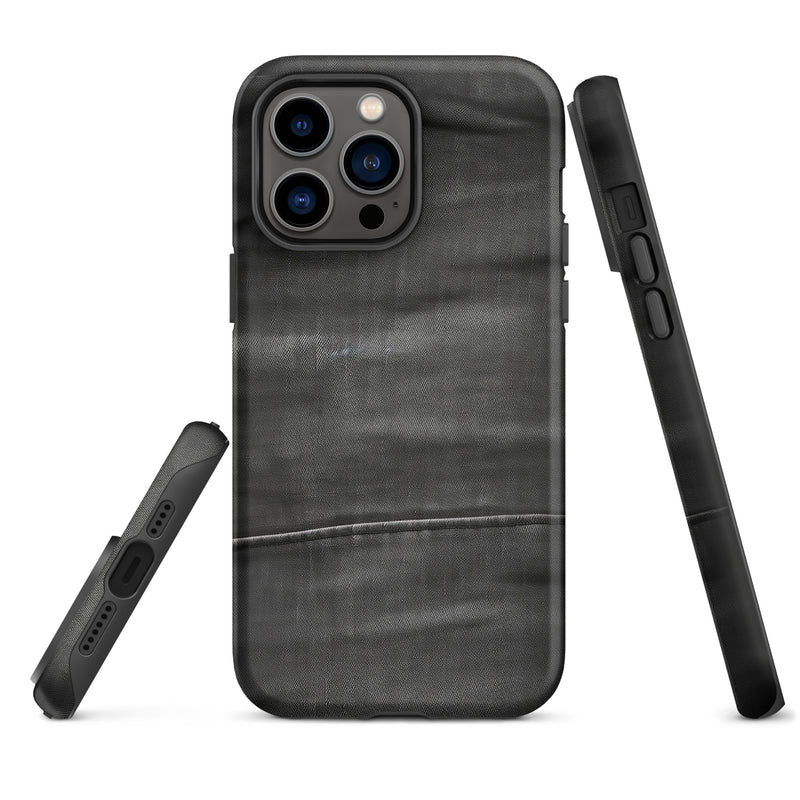 Load image into Gallery viewer, Dark Grey Denim Cloth iPhone Case Hardshell 3D Wrap Thermal CREATIVETECH