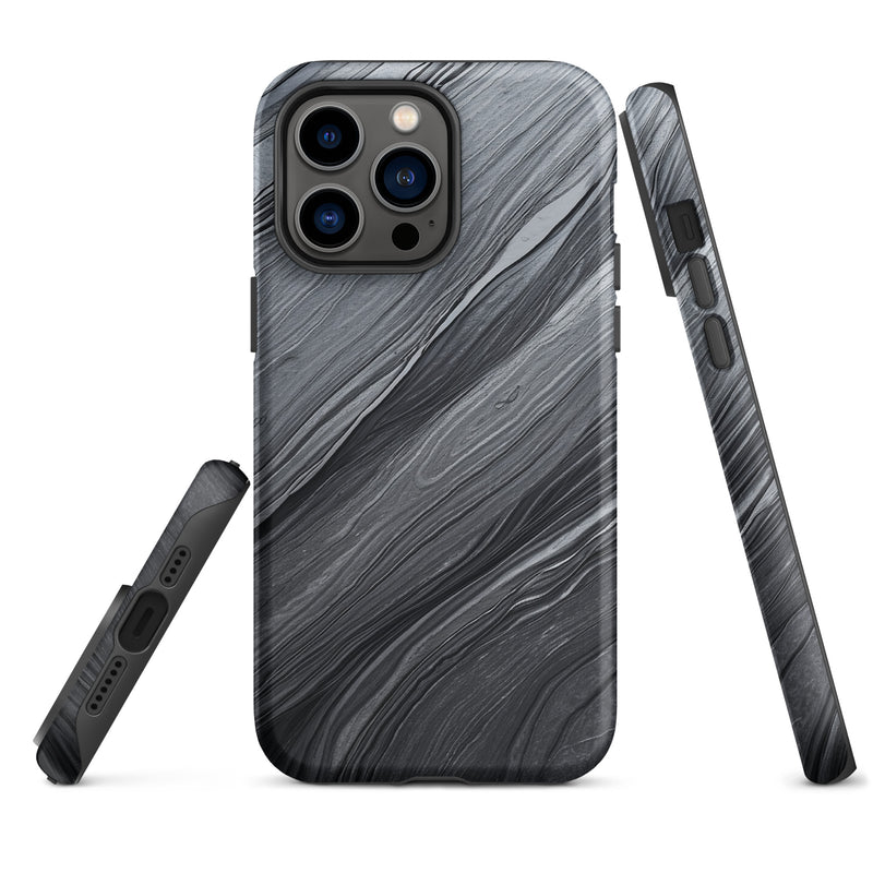 Load image into Gallery viewer, Damascus Steel iPhone Case Hardshell 3D Wrap Thermal Dark Grey Metal CREATIVETECH