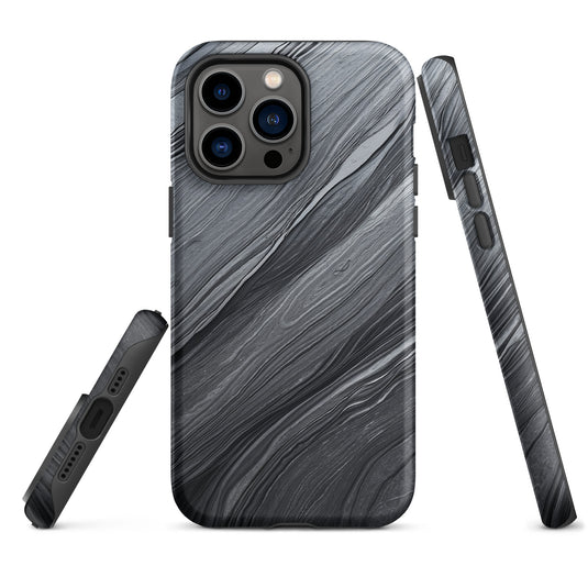 Damascus Steel iPhone Case Hardshell 3D Wrap Thermal Dark Grey Metal CREATIVETECH