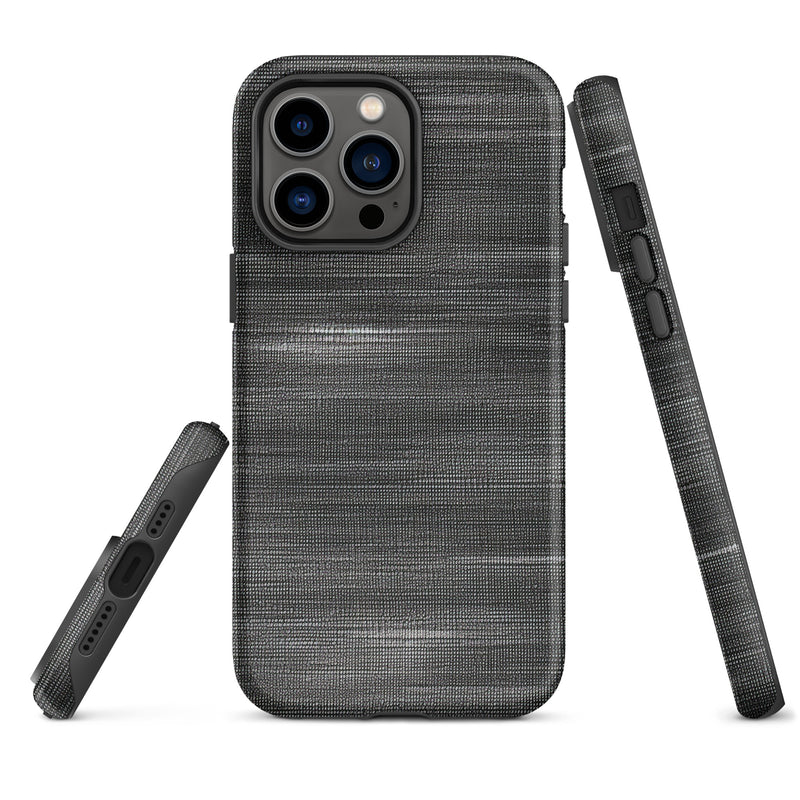 Load image into Gallery viewer, Brushed Denim Black Grey iPhone Case Hardshell 3D Wrap Thermal CREATIVETECH
