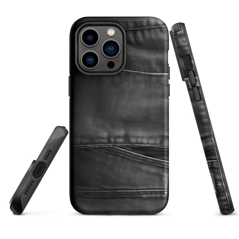 Load image into Gallery viewer, Dark Grey Denim Pocket iPhone Case Hardshell 3D Wrap Thermal CREATIVETECH