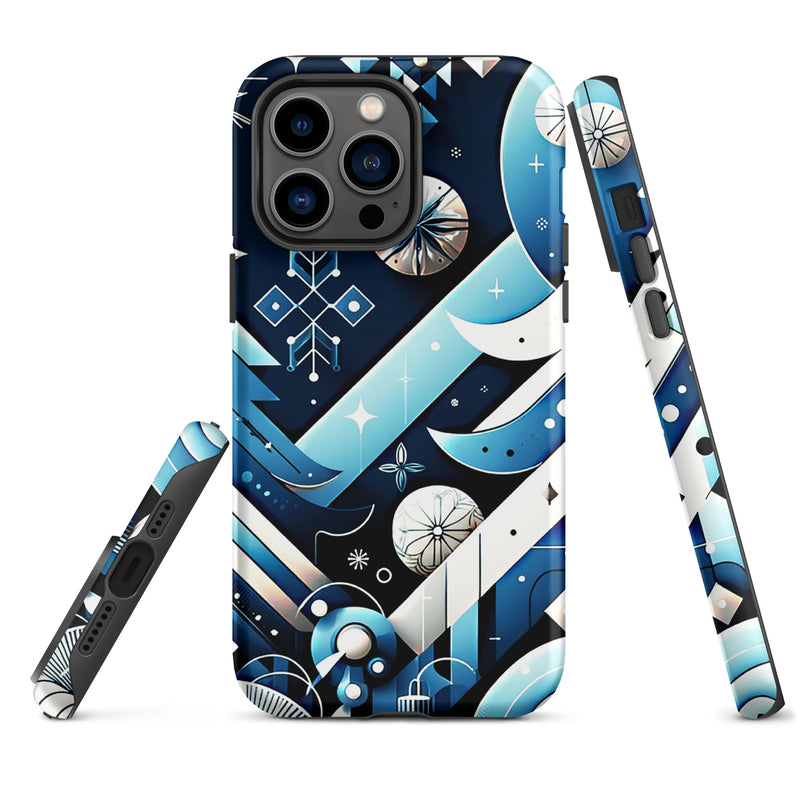 Load image into Gallery viewer, Christmas Vibe Aesthetic Blue White iPhone Case Hardshell 3D Wrap Thermal Double Layer CREATIVETECH
