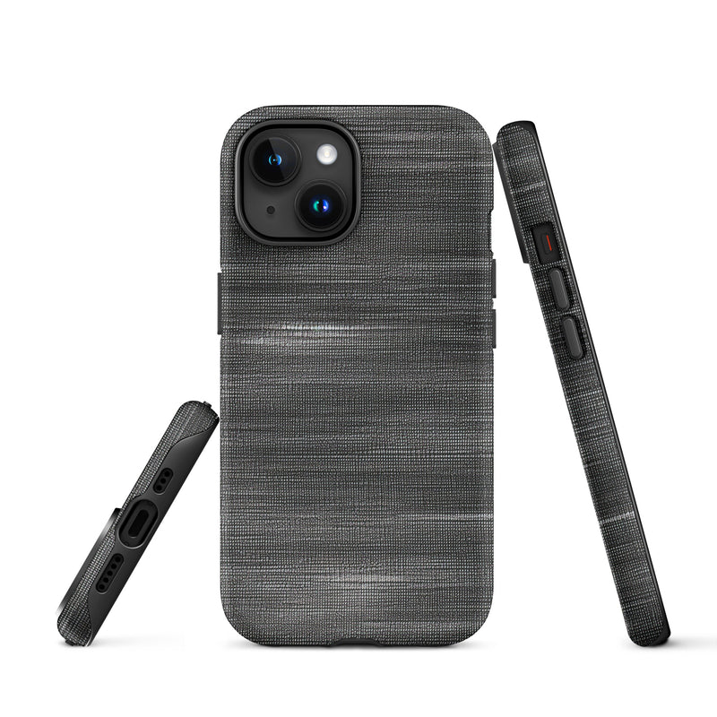 Load image into Gallery viewer, Brushed Denim Black Grey iPhone Case Hardshell 3D Wrap Thermal CREATIVETECH