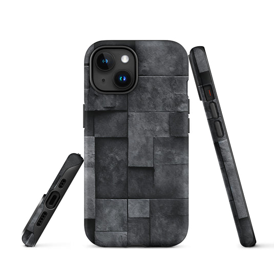 Dark Grey Stone Cubes iPhone Case Hardshell 3D Wrap Thermal CREATIVETECH