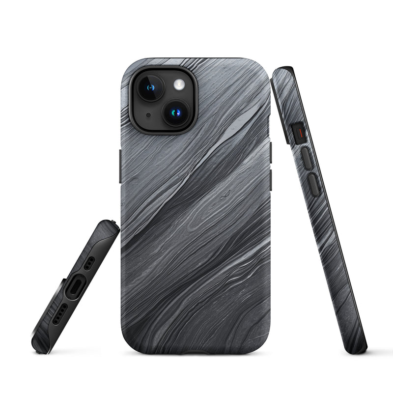Load image into Gallery viewer, Damascus Steel iPhone Case Hardshell 3D Wrap Thermal Dark Grey Metal CREATIVETECH