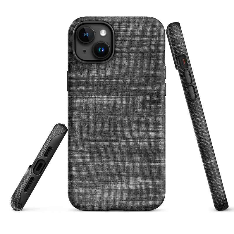 Load image into Gallery viewer, Brushed Denim Black Grey iPhone Case Hardshell 3D Wrap Thermal CREATIVETECH
