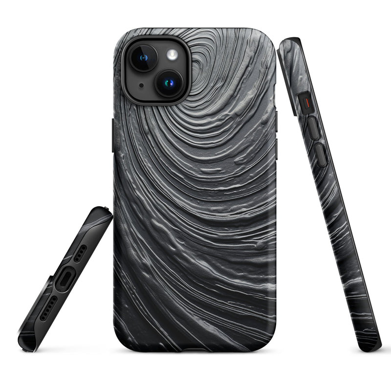 Load image into Gallery viewer, Damascus Steel Metal Swirl Dark Grey iPhone Case Hardshell 3D Wrap Thermal CREATIVETECH