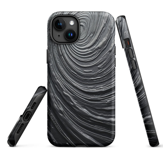 Damascus Steel Metal Swirl Dark Grey iPhone Case Hardshell 3D Wrap Thermal CREATIVETECH