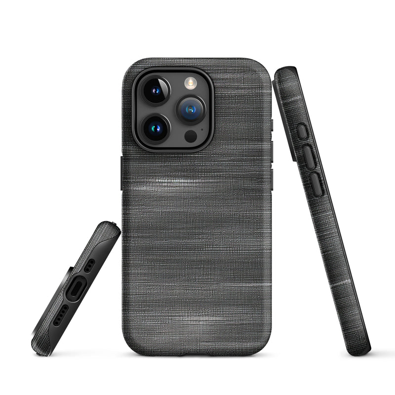 Load image into Gallery viewer, Brushed Denim Black Grey iPhone Case Hardshell 3D Wrap Thermal CREATIVETECH