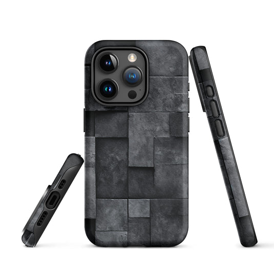 Dark Grey Stone Cubes iPhone Case Hardshell 3D Wrap Thermal CREATIVETECH