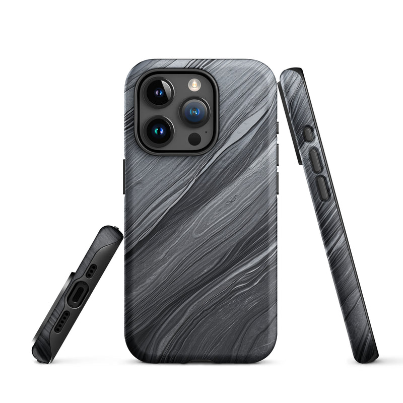 Load image into Gallery viewer, Damascus Steel iPhone Case Hardshell 3D Wrap Thermal Dark Grey Metal CREATIVETECH