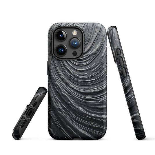 Damascus Steel Metal Swirl Dark Grey iPhone Case Hardshell 3D Wrap Thermal CREATIVETECH