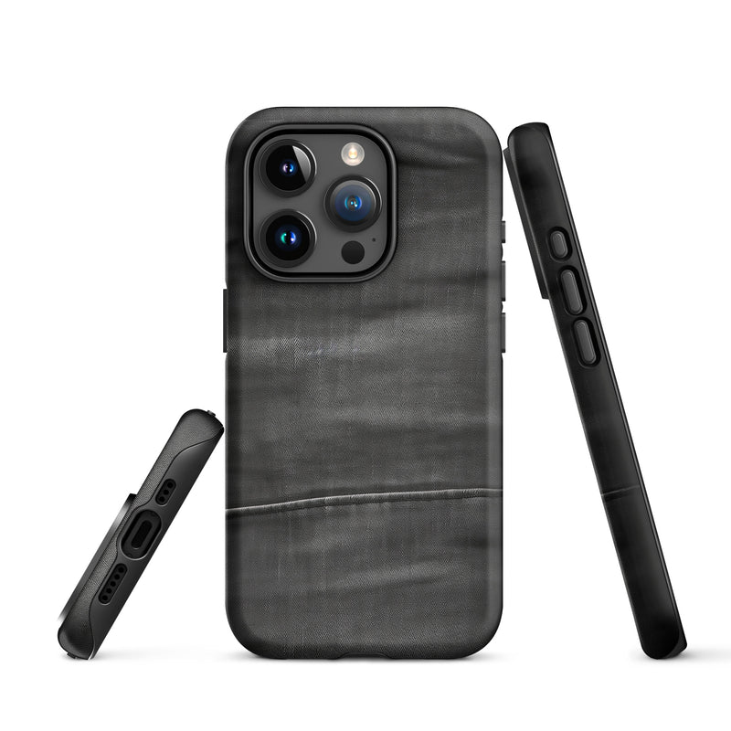 Load image into Gallery viewer, Dark Grey Denim Cloth iPhone Case Hardshell 3D Wrap Thermal CREATIVETECH