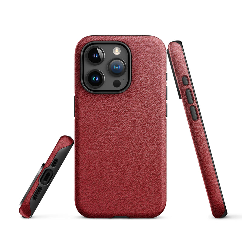 Load image into Gallery viewer, Red Leather Hardshell iPhone Case 3D Wrap Thermal CREATIVETECH
