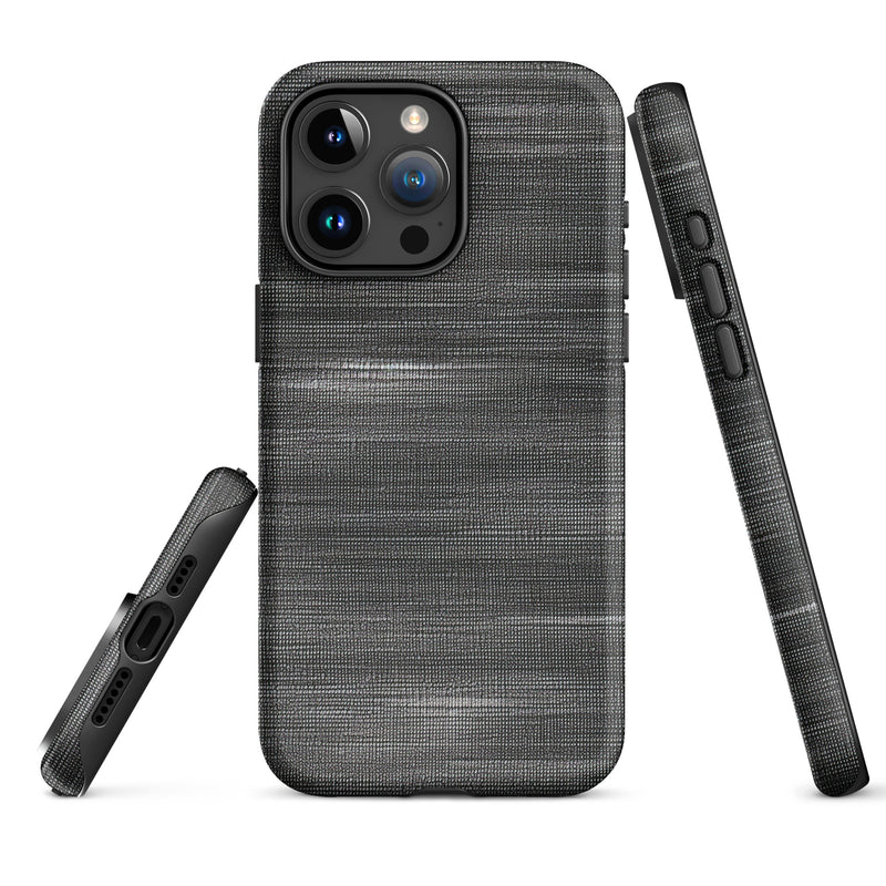 Load image into Gallery viewer, Brushed Denim Black Grey iPhone Case Hardshell 3D Wrap Thermal CREATIVETECH