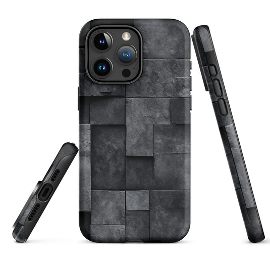 Dark Grey Stone Cubes iPhone Case Hardshell 3D Wrap Thermal CREATIVETECH