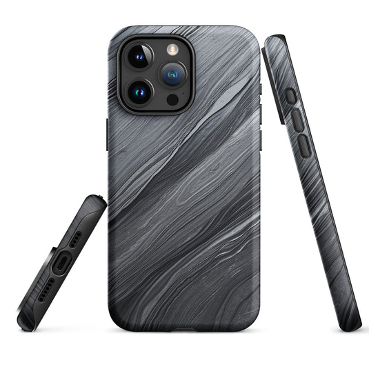 Damascus Steel iPhone Case Hardshell 3D Wrap Thermal Dark Grey Metal CREATIVETECH
