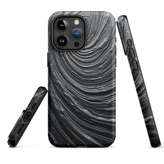 Damascus Steel Metal Swirl Dark Grey iPhone Case Hardshell 3D Wrap Thermal CREATIVETECH