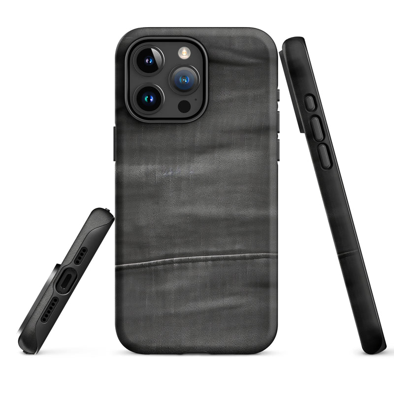 Load image into Gallery viewer, Dark Grey Denim Cloth iPhone Case Hardshell 3D Wrap Thermal CREATIVETECH