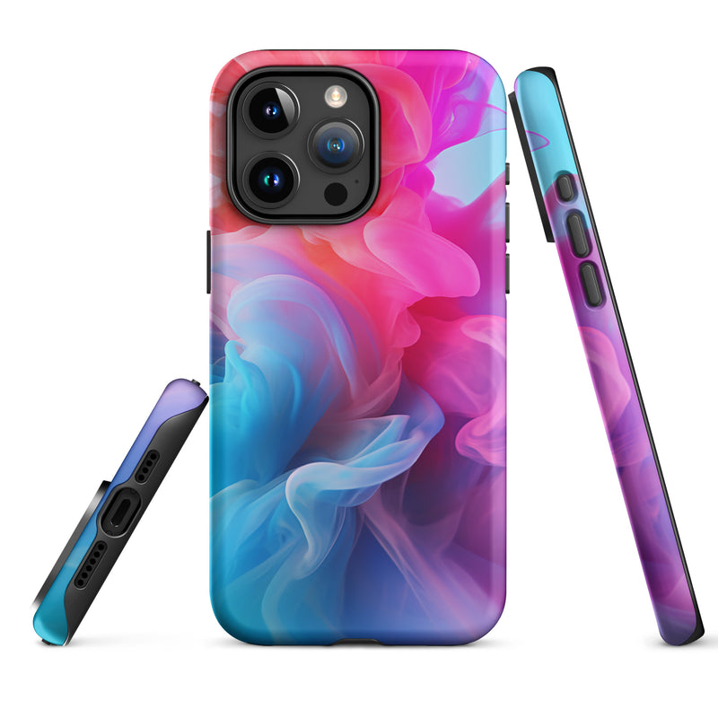 Load image into Gallery viewer, Pink Blue Smoke iPhone Case Hardshell 3D Wrap Thermal CREATIVETECH