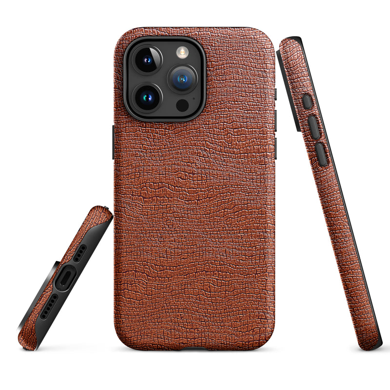 Load image into Gallery viewer, Exotic Brown Leather iPhone Case Hardshell 3D Wrap Thermal CREATIVETECH