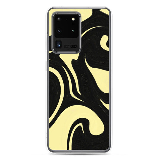 Banana Yellow Black Industrial Liquid Paint Style Flexible Clear Samsung Case Bump Resistant Corners CREATIVETECH