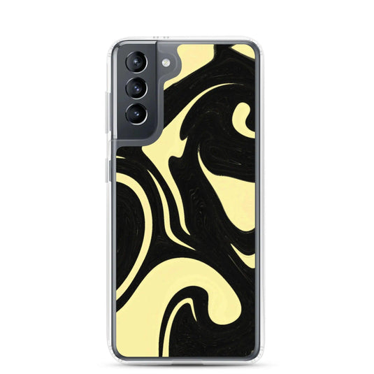 Banana Yellow Black Industrial Liquid Paint Style Flexible Clear Samsung Case Bump Resistant Corners CREATIVETECH