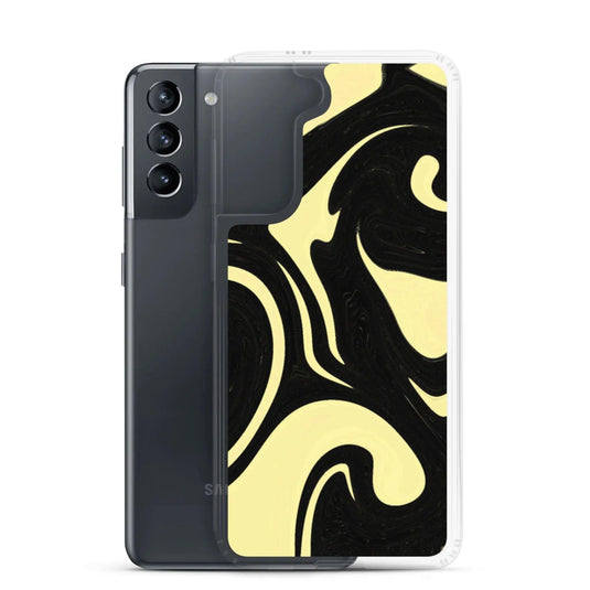 Banana Yellow Black Industrial Liquid Paint Style Flexible Clear Samsung Case Bump Resistant Corners CREATIVETECH