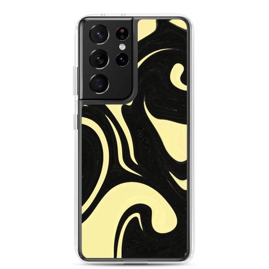 Banana Yellow Black Industrial Liquid Paint Style Flexible Clear Samsung Case Bump Resistant Corners CREATIVETECH