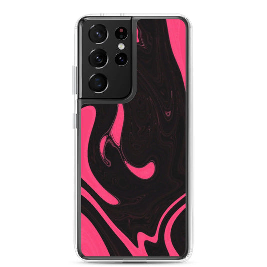 Berry Pink Black Industrial Liquid Paint Style Flexible Clear Samsung Case Bump Resistant Corners CREATIVETECH