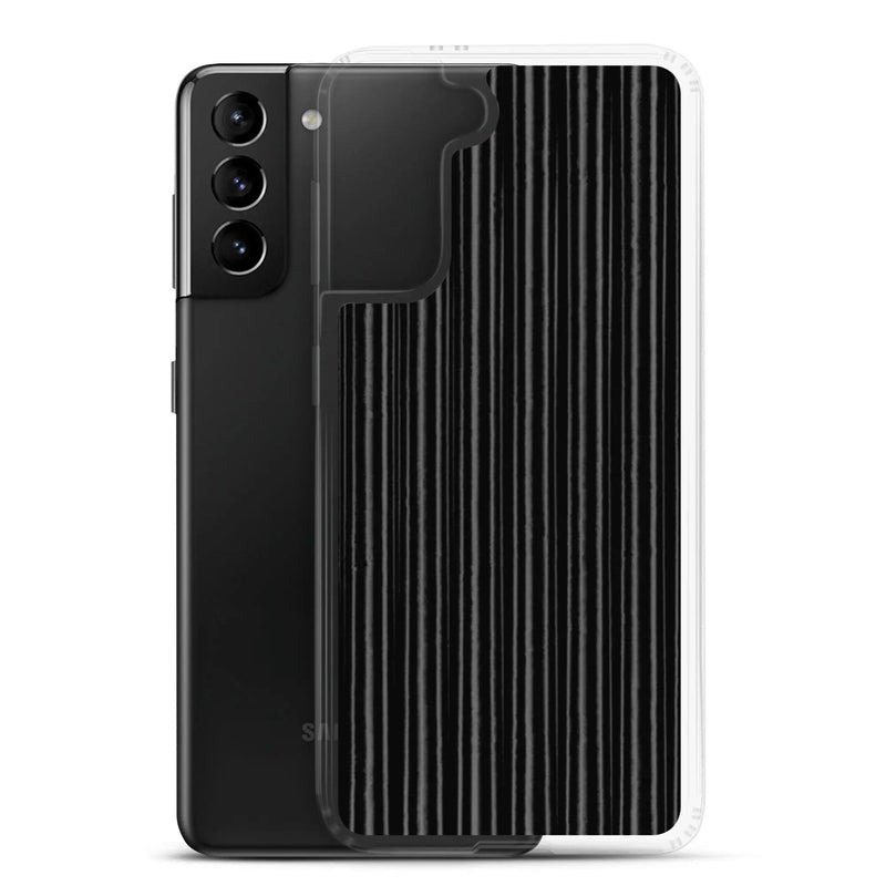 Load image into Gallery viewer, Black Metal Carbon Fiber Industrial Striped Flexible Clear Samsung Case Bump Resistant Corners CREATIVETECH