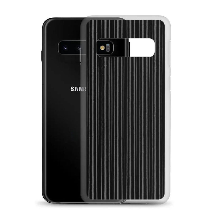Load image into Gallery viewer, Black Metal Carbon Fiber Industrial Striped Flexible Clear Samsung Case Bump Resistant Corners CREATIVETECH
