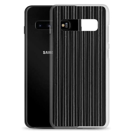 Black Metal Carbon Fiber Industrial Striped Flexible Clear Samsung Case Bump Resistant Corners CREATIVETECH