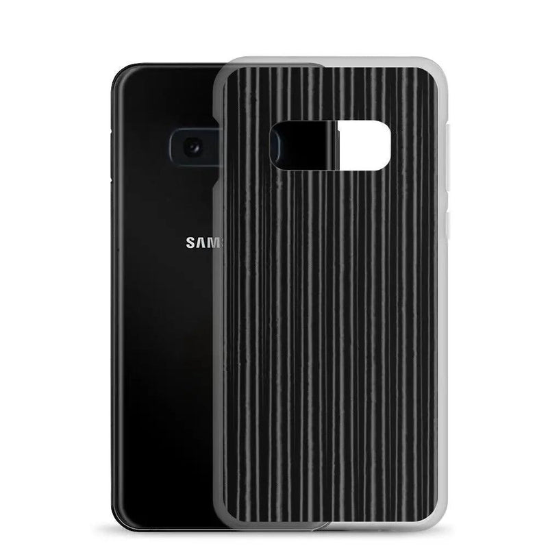 Load image into Gallery viewer, Black Metal Carbon Fiber Industrial Striped Flexible Clear Samsung Case Bump Resistant Corners CREATIVETECH