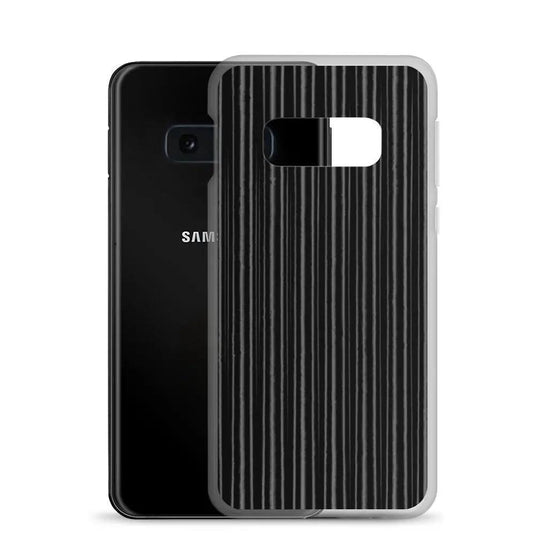 Black Metal Carbon Fiber Industrial Striped Flexible Clear Samsung Case Bump Resistant Corners CREATIVETECH