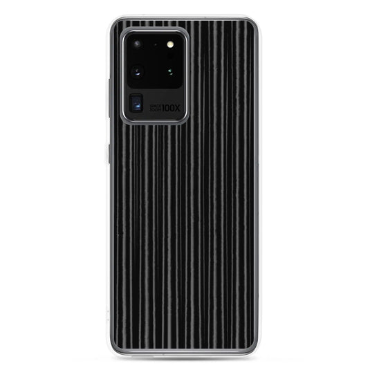 Black Metal Carbon Fiber Industrial Striped Flexible Clear Samsung Case Bump Resistant Corners CREATIVETECH