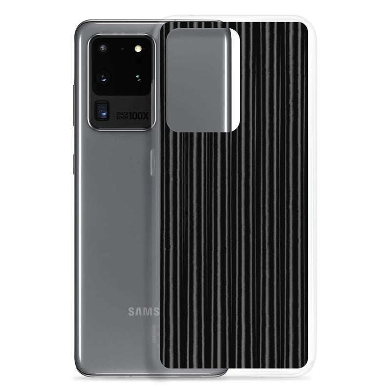 Load image into Gallery viewer, Black Metal Carbon Fiber Industrial Striped Flexible Clear Samsung Case Bump Resistant Corners CREATIVETECH