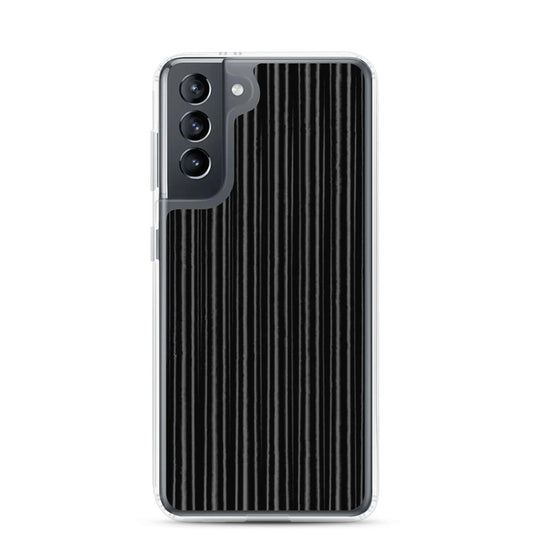 Black Metal Carbon Fiber Industrial Striped Flexible Clear Samsung Case Bump Resistant Corners CREATIVETECH
