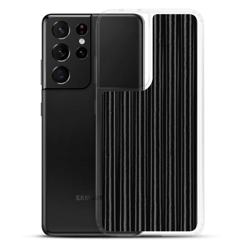 Load image into Gallery viewer, Black Metal Carbon Fiber Industrial Striped Flexible Clear Samsung Case Bump Resistant Corners CREATIVETECH