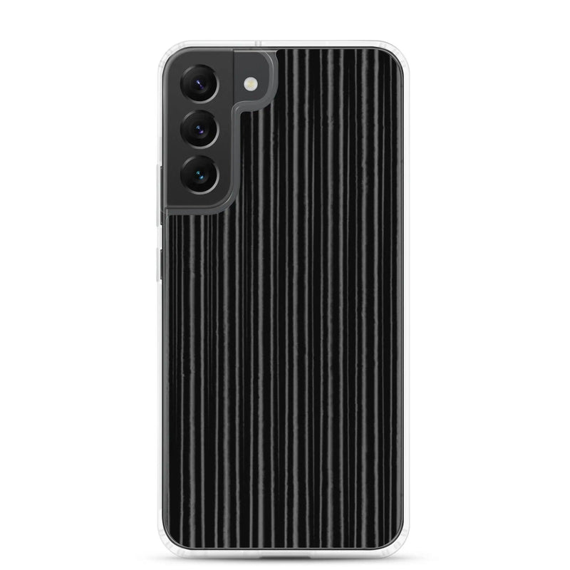 Load image into Gallery viewer, Black Metal Carbon Fiber Industrial Striped Flexible Clear Samsung Case Bump Resistant Corners CREATIVETECH
