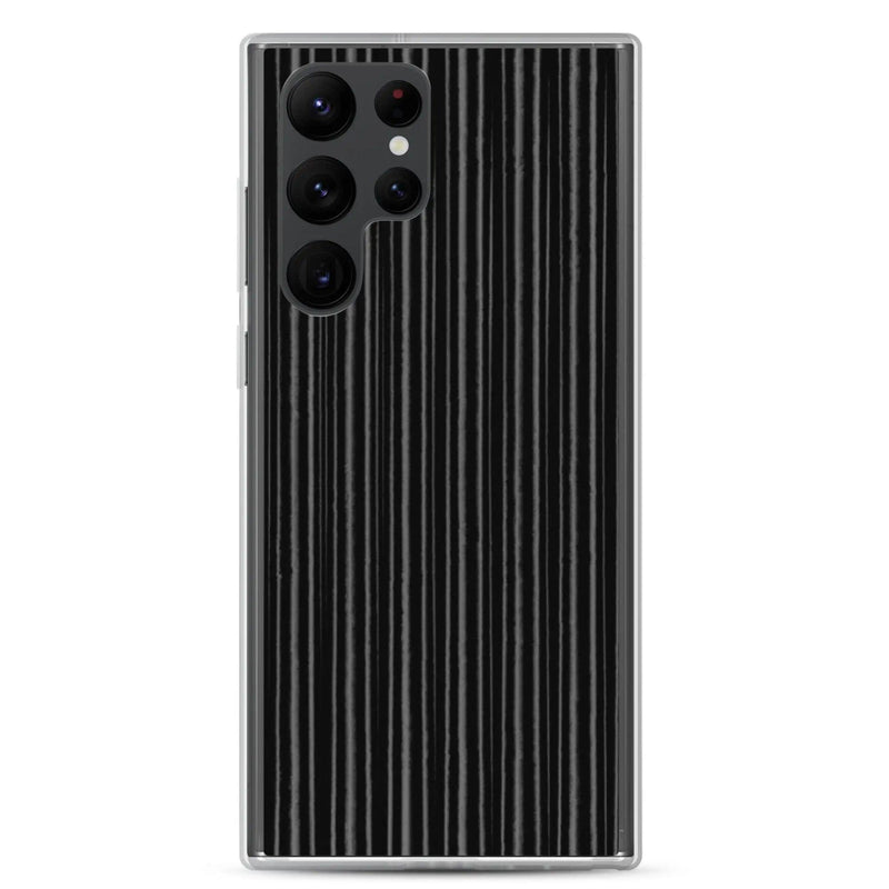 Load image into Gallery viewer, Black Metal Carbon Fiber Industrial Striped Flexible Clear Samsung Case Bump Resistant Corners CREATIVETECH