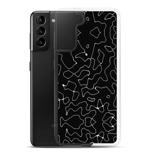 Black Organic Pattern Flexible Clear Samsung Case Bump Resistant Corners CREATIVETECH