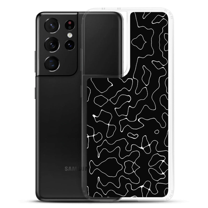 Load image into Gallery viewer, Black Organic Pattern Flexible Clear Samsung Case Bump Resistant Corners CREATIVETECH
