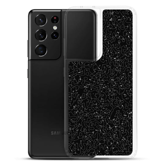Black Organic Pattern Variation Flexible Clear Samsung Case Bump Resistant Corners CREATIVETECH